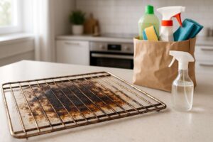 Eingebrannter Backofen-Rost: Ein Müllbeutel und ein Hausmittel machen ihn wieder sauber
